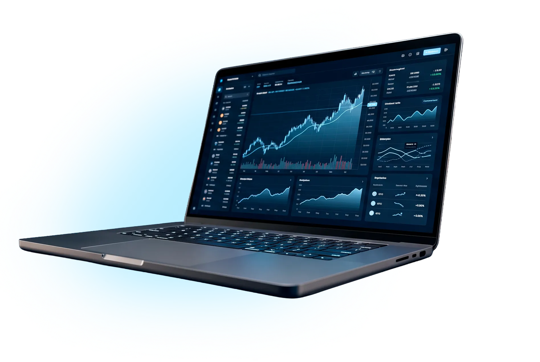 Danelfin AI trading dashboard shown on a laptop