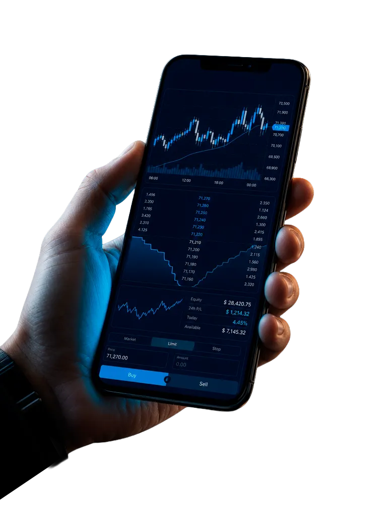 Danelfin mobile trading app on a smartphone